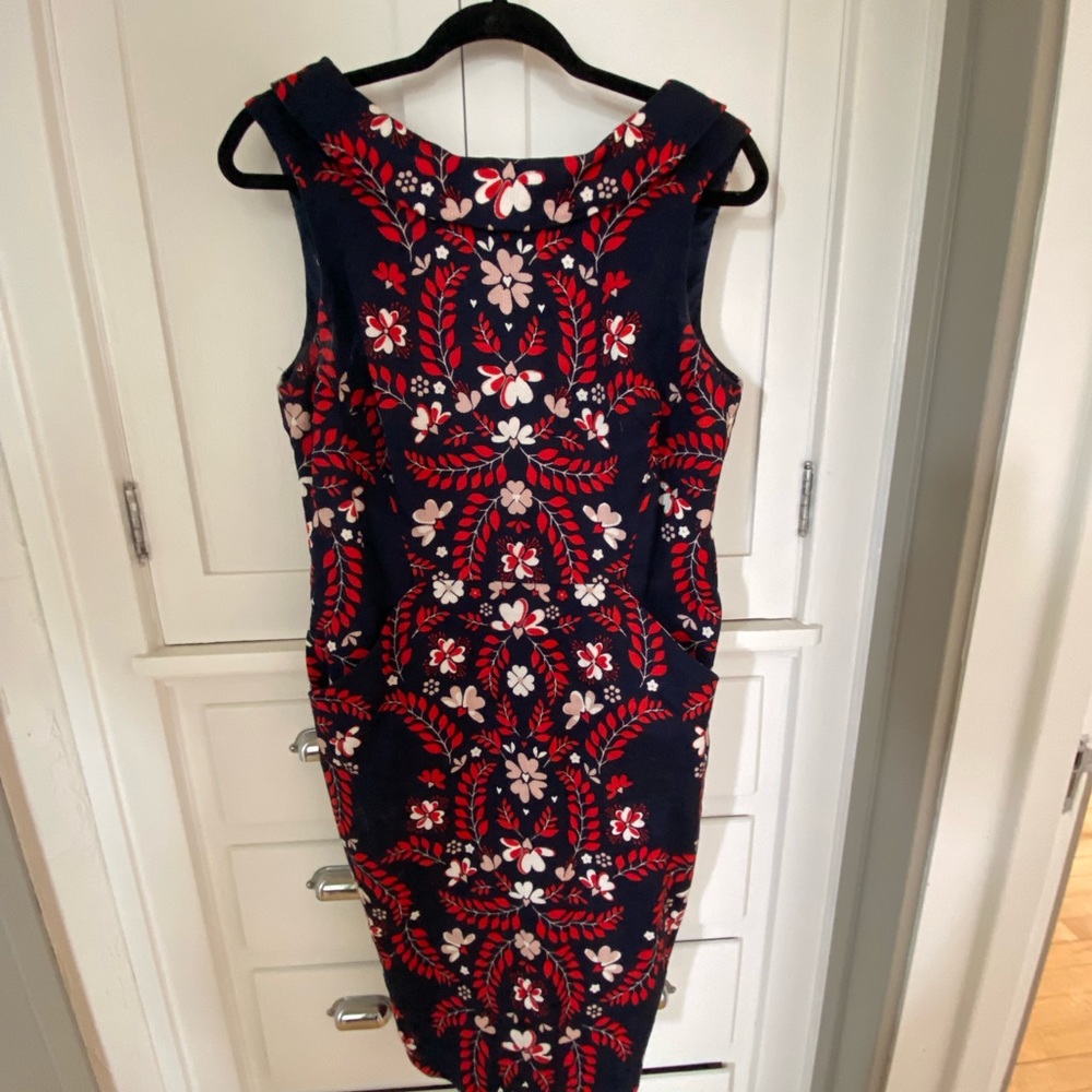 BODEN embroidery sheath with retro neckline